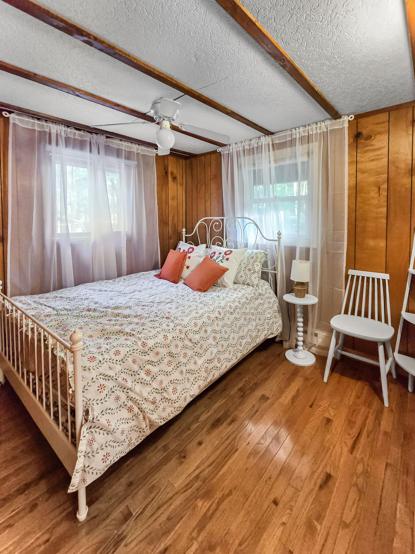 Bedroom with iron bed frame