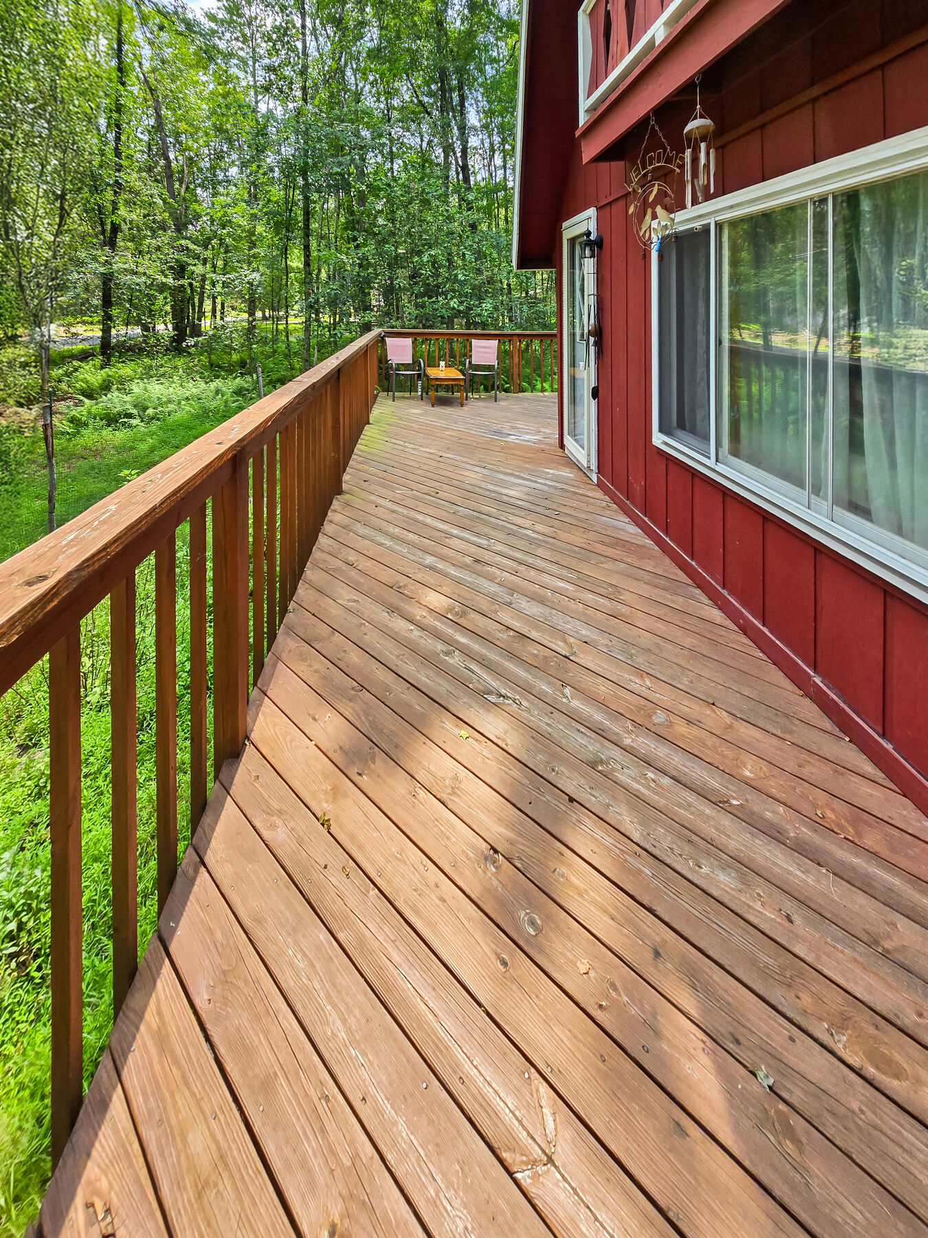 Deck walkway along the house
