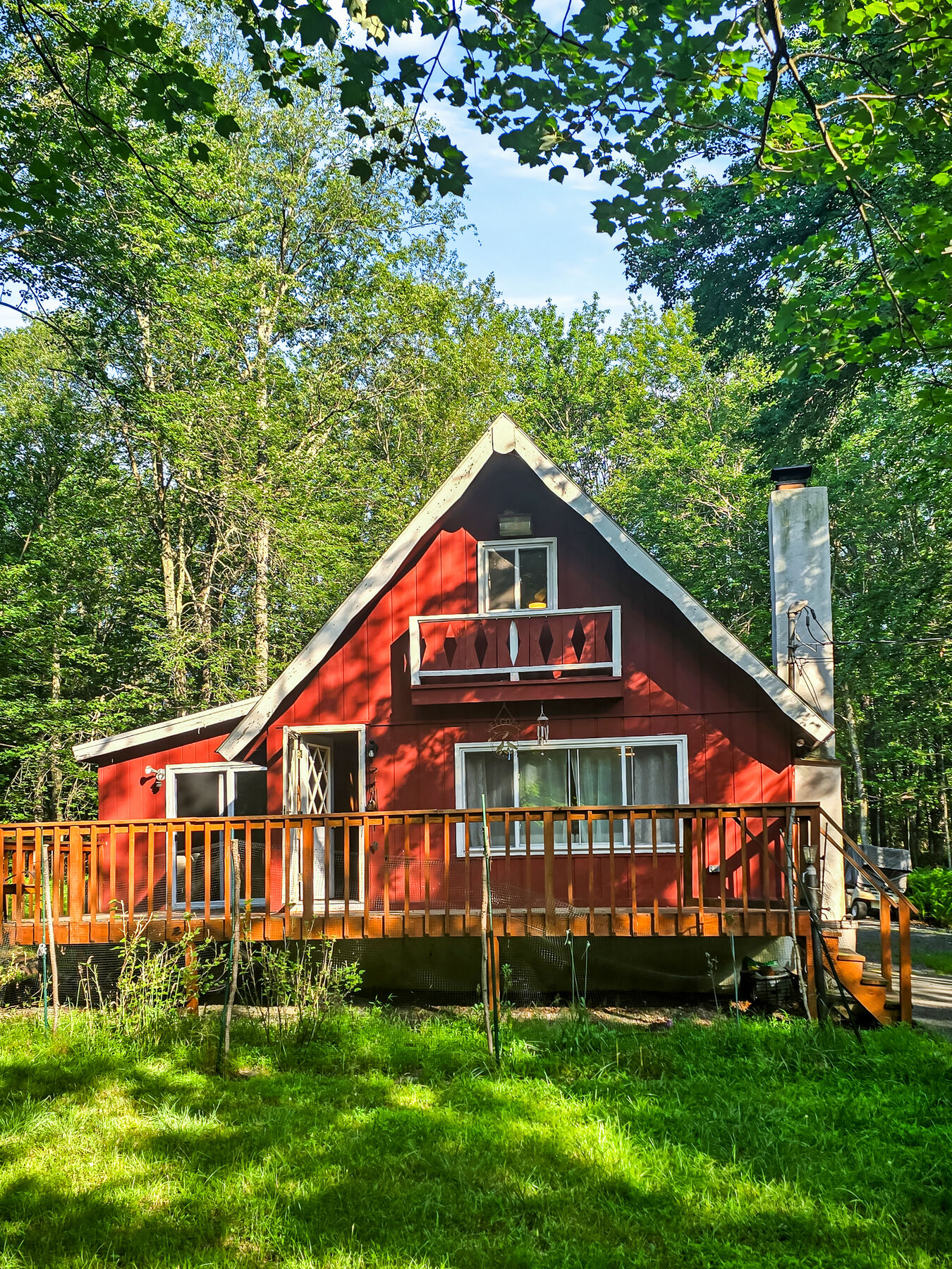 Exterior of the A-frame cabin